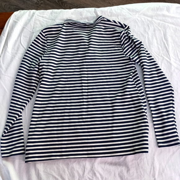 Charter Club, women's size PM Striped Zip-up at neck, long sleeve shirt. - Picture 2 of 5